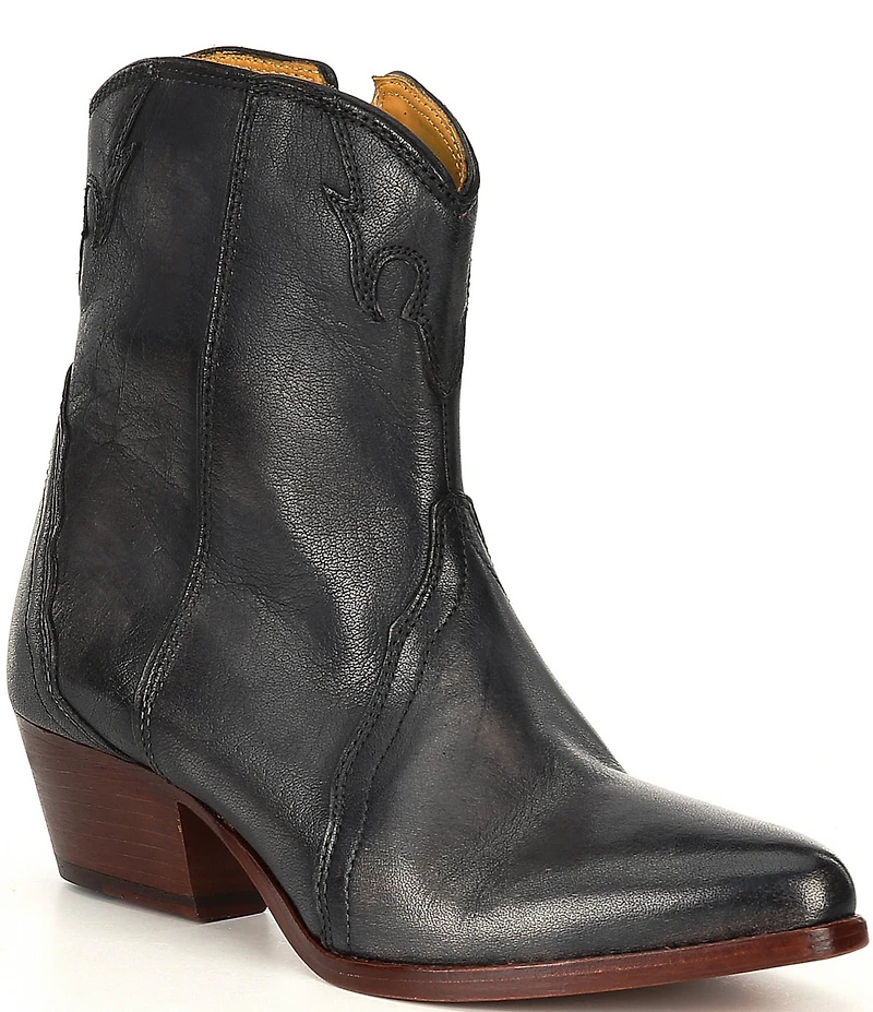 Free People New Frontier Leather Block Heel Western Booties