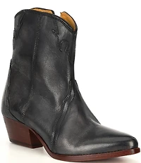 Free People New Frontier Leather Block Heel Western Booties