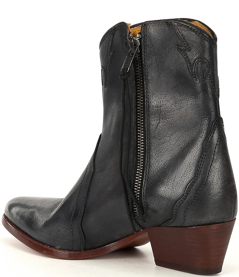 Free People New Frontier Leather Block Heel Western Booties
