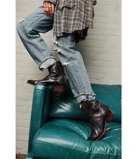 Free People New Frontier Leather Block Heel Western Booties