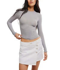 Free People Night Sky Glittering Stretch Crew Neck Long Sleeve Top