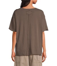 Free People Nina Short Sleeve Raw Edge Crew Neck Boxy Tee Shirt