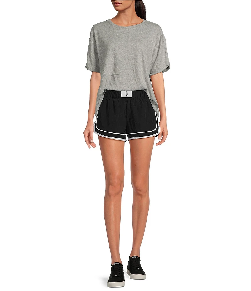 Free People Nina Short Sleeve Raw Edge Crew Neck Boxy Tee Shirt