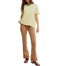 Free People Nina Short Sleeve Raw Edge Crew Neck Boxy Tee Shirt