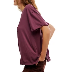 Free People Nina Short Sleeve Raw Edge Crew Neck Boxy Tee Shirt