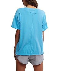 Free People Nina Short Sleeve Raw Edge Crew Neck Boxy Tee Shirt