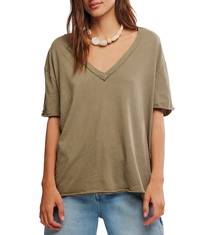 Free People Nina V-Neck Short Sleeve Tee