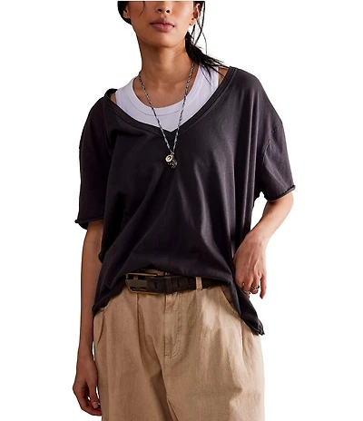 Free People Nina V-Neck Short Sleeve Tee