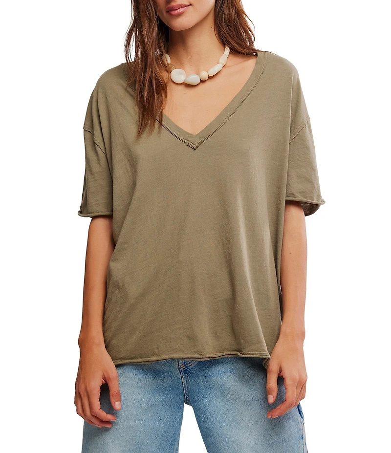Free People Nina V-Neck Short Sleeve Tee