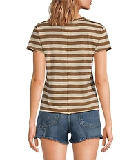 Free People Nora Stripe Print Crew Neck Short Sleeve Tee