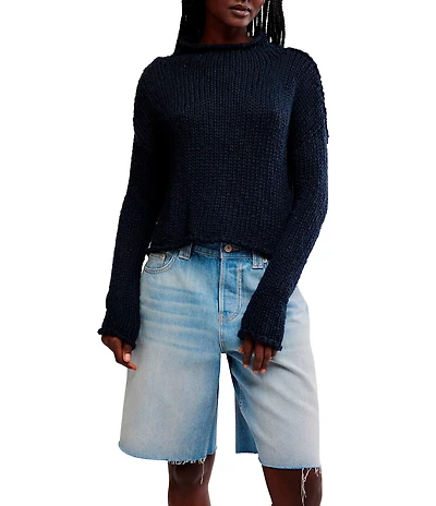 Free People Opal Rolled Neck Long Sleeve Knit Sweater Top
