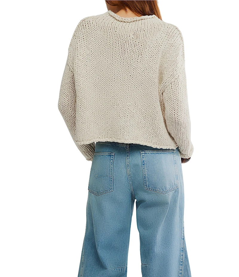 Free People Opal Rolled Neck Long Sleeve Knit Sweater Top