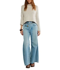 Free People Opal Rolled Neck Long Sleeve Knit Sweater Top