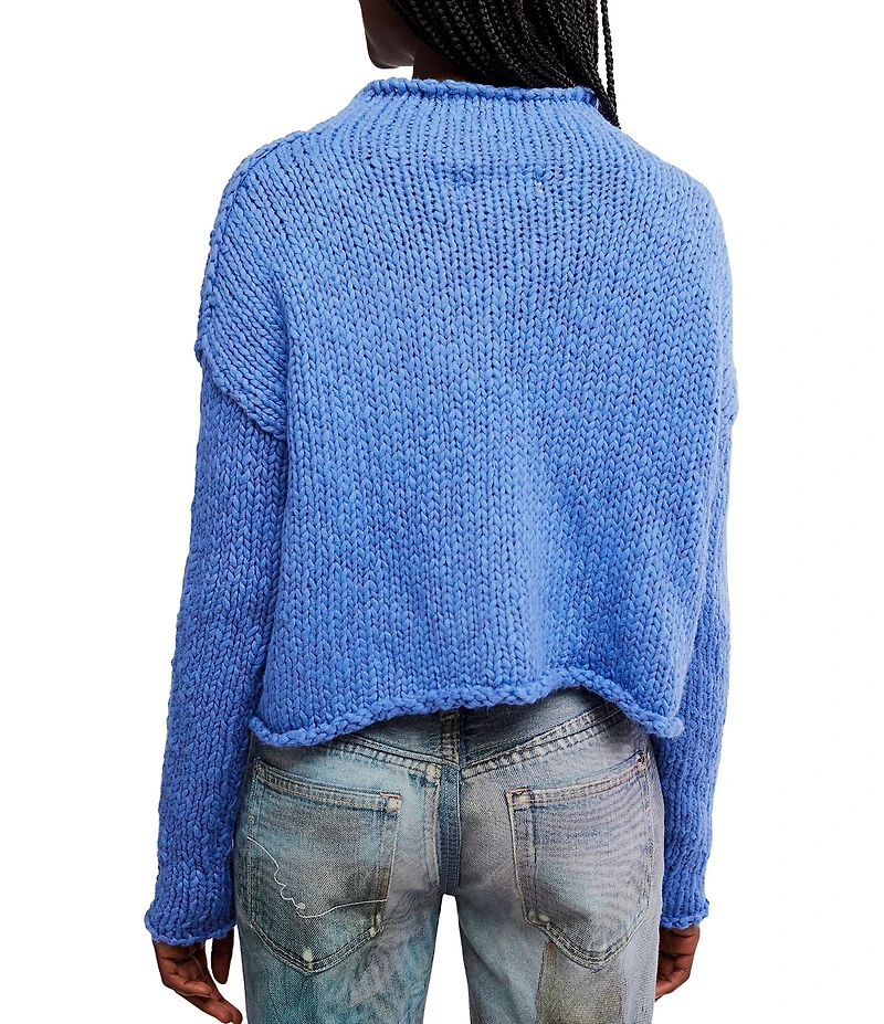 Free People Opal Rolled Neck Long Sleeve Knit Sweater Top