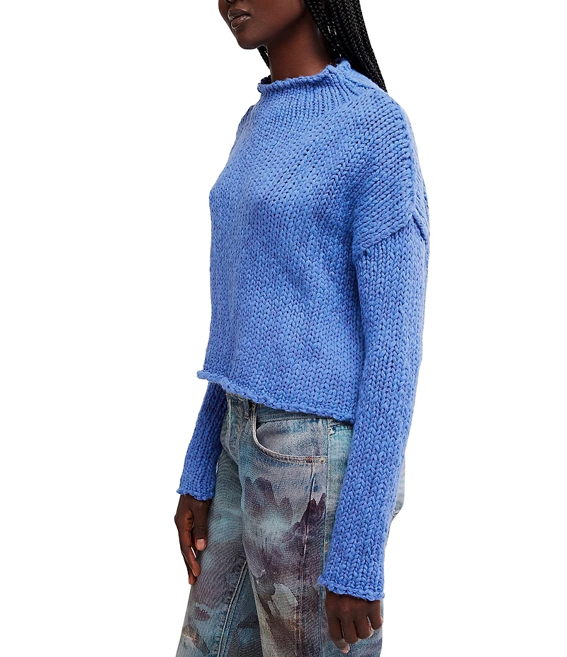 Free People Opal Rolled Neck Long Sleeve Knit Sweater Top