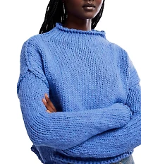 Free People Opal Rolled Neck Long Sleeve Knit Sweater Top