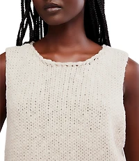 Free People Opal Rolled Round Neck Sleeveless Sweater Knit Tank Top