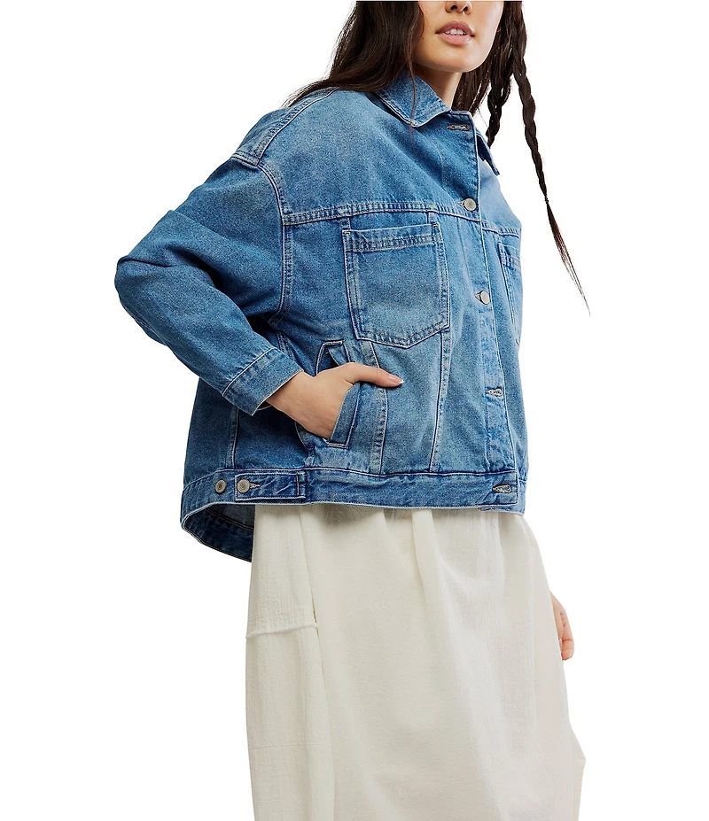 Free People Opal Swing Long Sleeve Denim Jacket