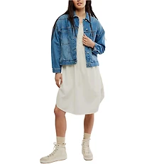 Free People Opal Swing Long Sleeve Denim Jacket
