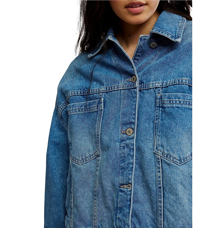 Free People Opal Swing Long Sleeve Denim Jacket