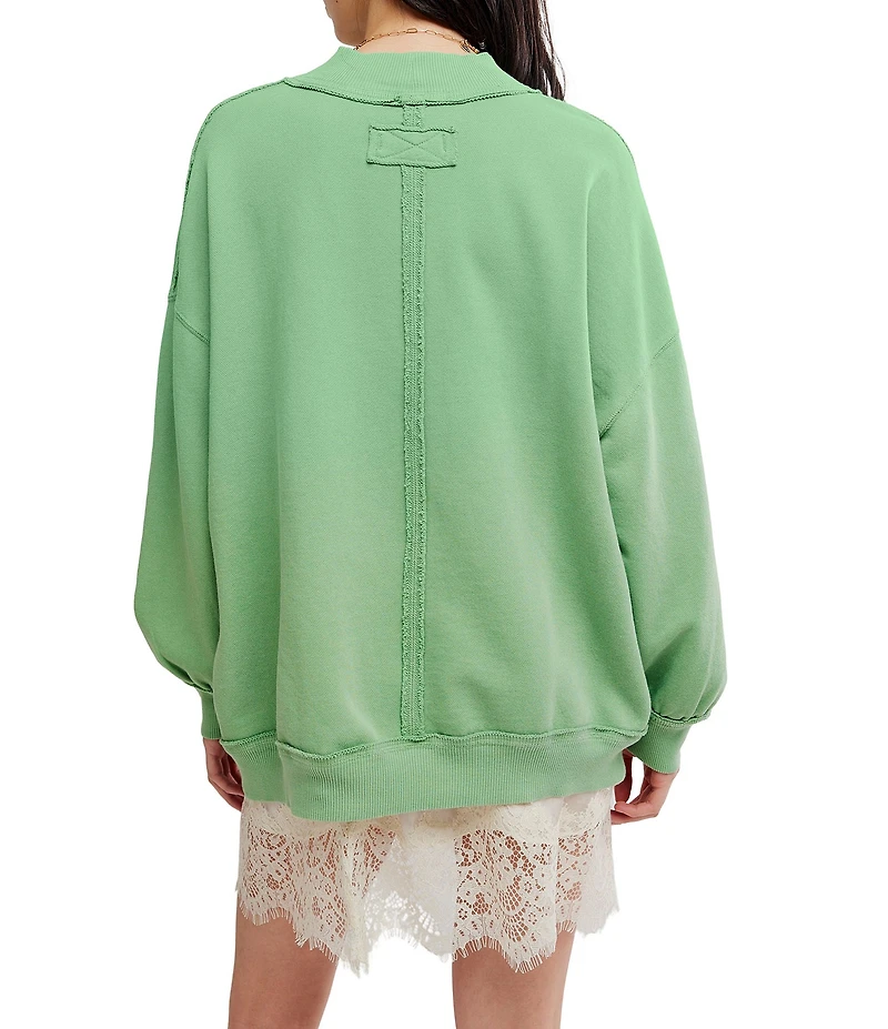 Free People Palm Spring Graphic Mock Neck Long Sleeve Pullover