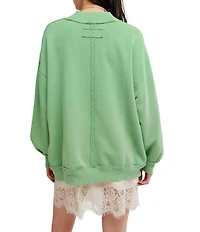 Free People Palm Spring Graphic Mock Neck Long Sleeve Pullover