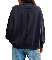 Free People Palm Spring Graphic Mock Neck Long Sleeve Pullover