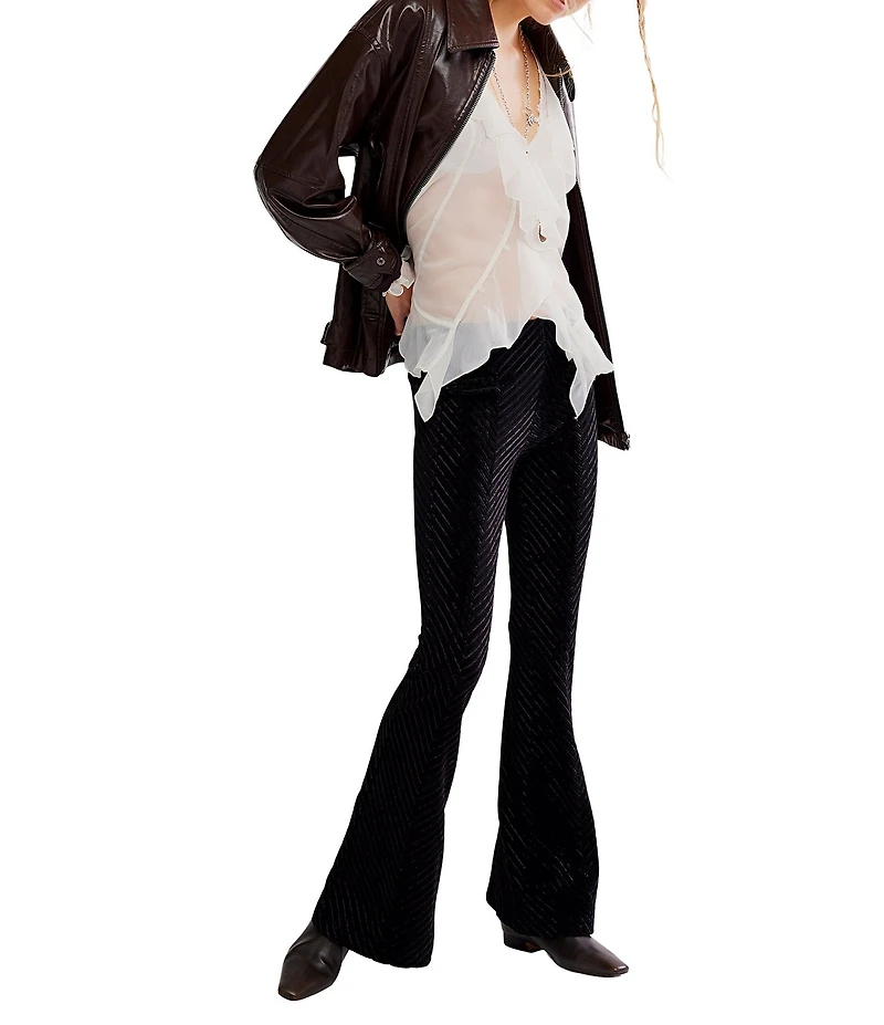 Free People Penny Pull-On Velvet Low Rise Flared Pants
