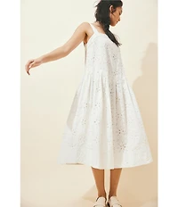 Free People Primavera Eyelet Square Neck Sleeveless Midi Dress