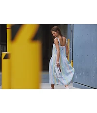Free People Primavera Stripe Square Neck Sleeveless Midi Shift Dress