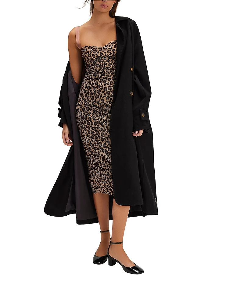 Free People Printed Got Glam Leopard Print Mesh Sleeveless Slip Midi Dress