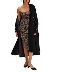 Free People Printed Got Glam Leopard Print Mesh Sleeveless Slip Midi Dress