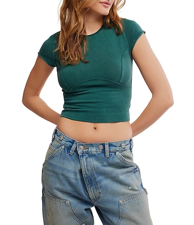 Free People Protagonist Crew Neck Short Sleeve Cropped Tee