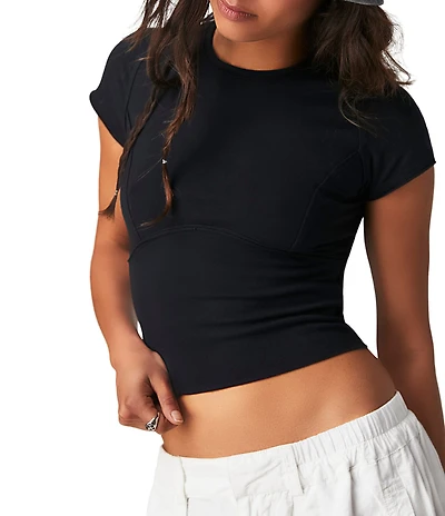 Free People Protagonist Scoop Neck Short Sleeve Cropped Tee