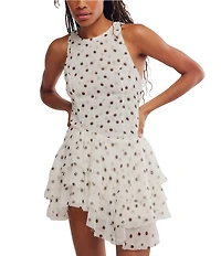 Free People Raven Dot Printed Scoop Neck Sleeveless Mini Dress