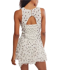Free People Raven Dot Printed Scoop Neck Sleeveless Mini Dress