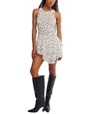 Free People Raven Dot Printed Scoop Neck Sleeveless Mini Dress
