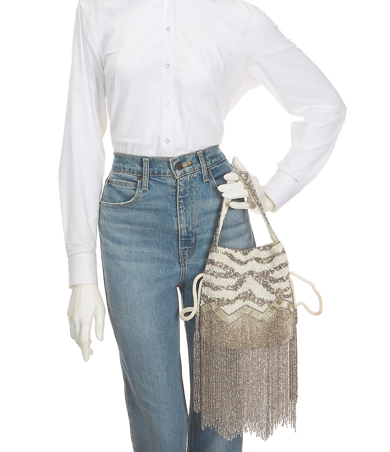 Free People Razzle Dazzle Rhinestone Fringe Clutch