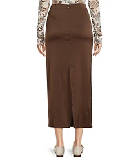 Free People Rosetto High Rise Column Maxi Satin Skirt