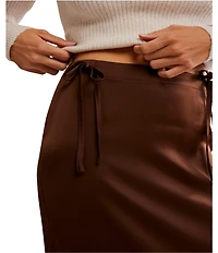 Free People Rosetto High Rise Column Maxi Satin Skirt