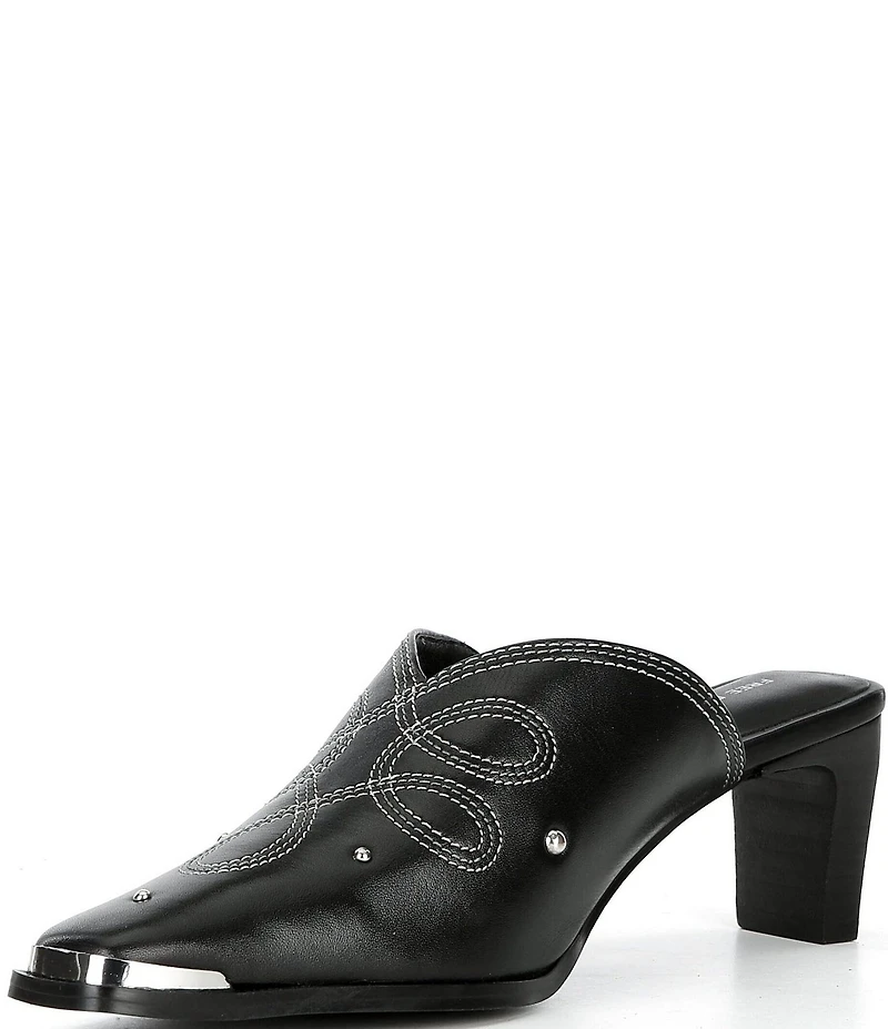 Free People Roxi Metal Tip Studded Leather Western Mules