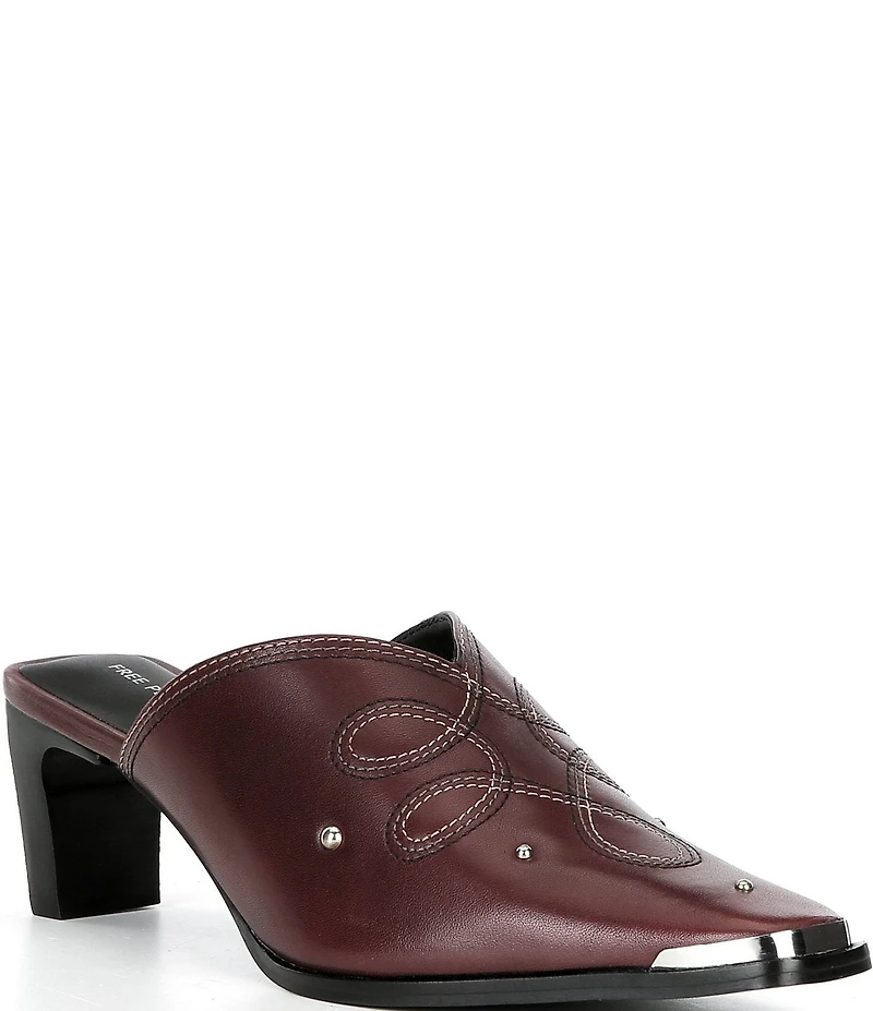 Free People Roxi Metal Tip Studded Leather Western Mules