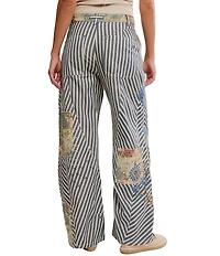 Free People Runyon Patched Striped Mid-Rise Wide-Leg Pants