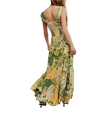 Free People Sasha Floral Print Sweetheart Neck Sleeveless Maxi Dress
