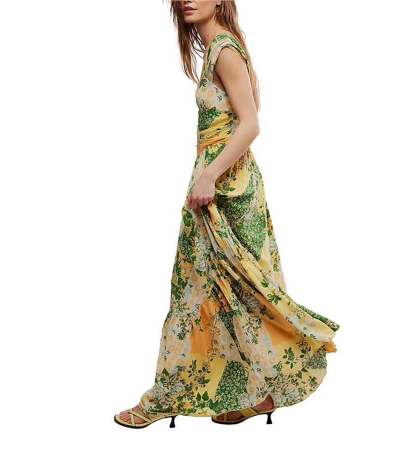 Free People Sasha Floral Print Sweetheart Neck Sleeveless Maxi Dress