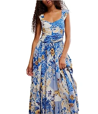 Free People Sasha Floral Print Sweetheart Neck Sleeveless Maxi Dress