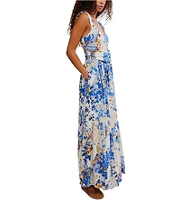 Free People Sasha Floral Print Sweetheart Neck Sleeveless Maxi Dress
