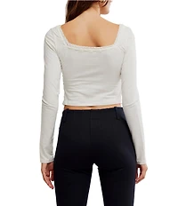 Free People Scarlet Smocked Square Neck Long Sleeve Cropped Top