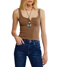 Free People Simply Soft Square Neck Sleeveless Cami Tank Top