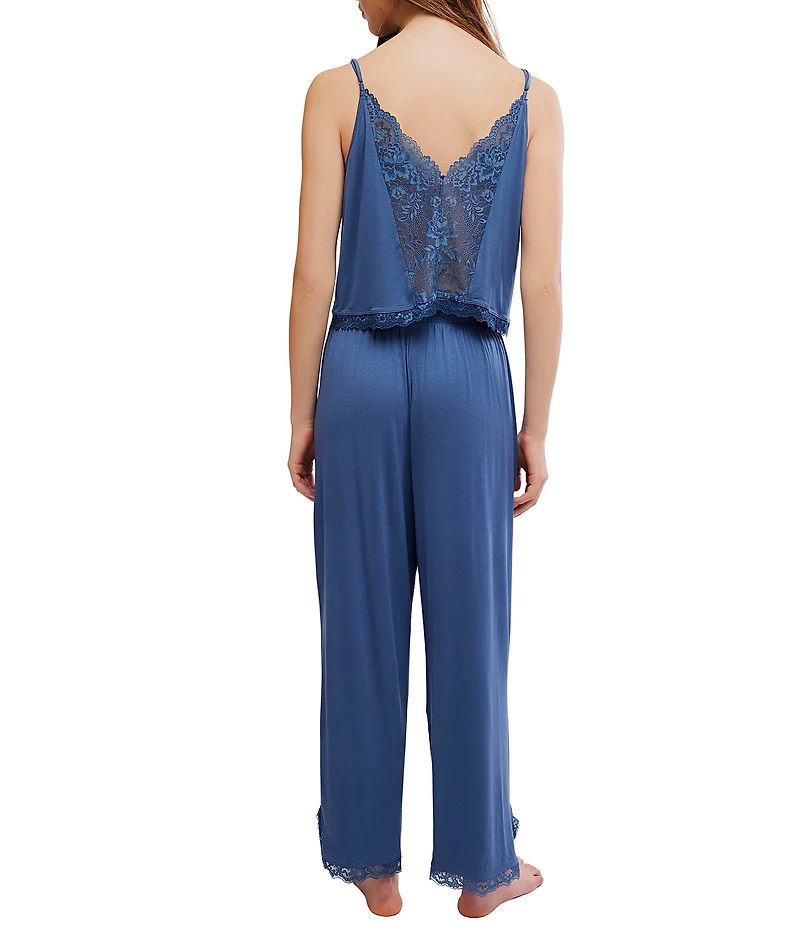 Free People Sleepless Summer Soft Knit Sleeveless V-Neck Pant Set